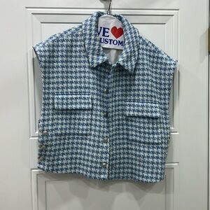 Zara tweed blazer vest  with side silver buttons